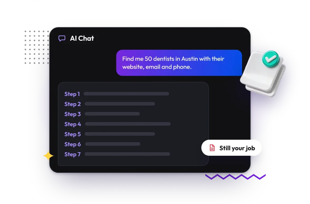 A chatbot answering with a 7-step guide