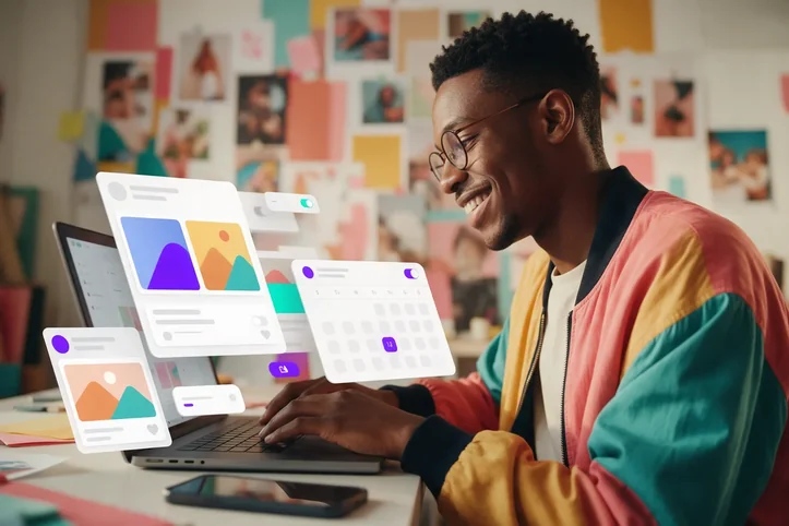 Social Media & Content Managers at work with an AI web worker